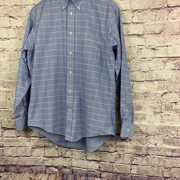 Land’s End Blue Check No Iron Long Sleeve Shirt - Picture 2 of 8